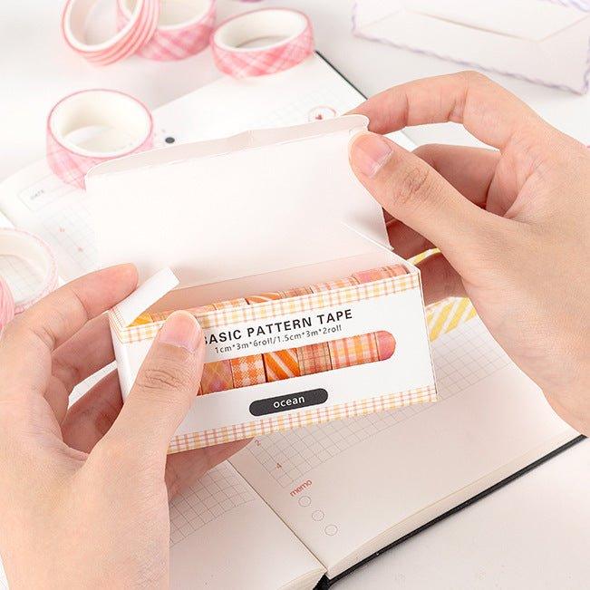 Ins Rainbow Retro Color Decorative Edges Base Paper Tape Set 8 Roll In NP-000140 - CHL-STORE 