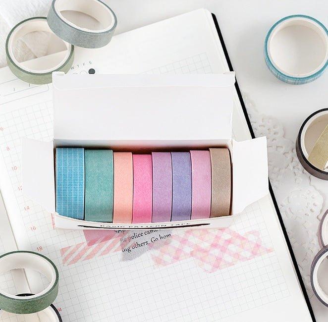 Ins Rainbow Retro Color Decorative Edges Base Paper Tape Set 8 Roll In NP-000140 - CHL-STORE 