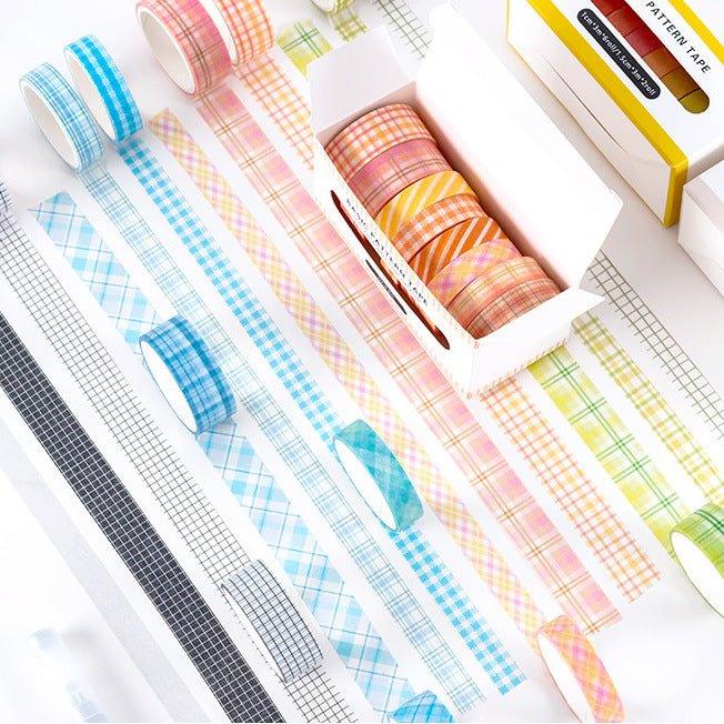 Ins Rainbow Retro Color Decorative Edges Base Paper Tape Set 8 Roll In NP-000140 - CHL-STORE 