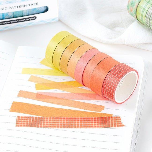Ins Rainbow Retro Color Decorative Edges Base Paper Tape Set 8 Roll In NP-000140 - CHL-STORE 
