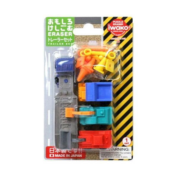 IWAKO ER-BRI032 Fun Eraser Road Construction Group Modeling Eraser Non-toxic Eraser Environmental Eraser Trailer Truck - CHL-STORE 