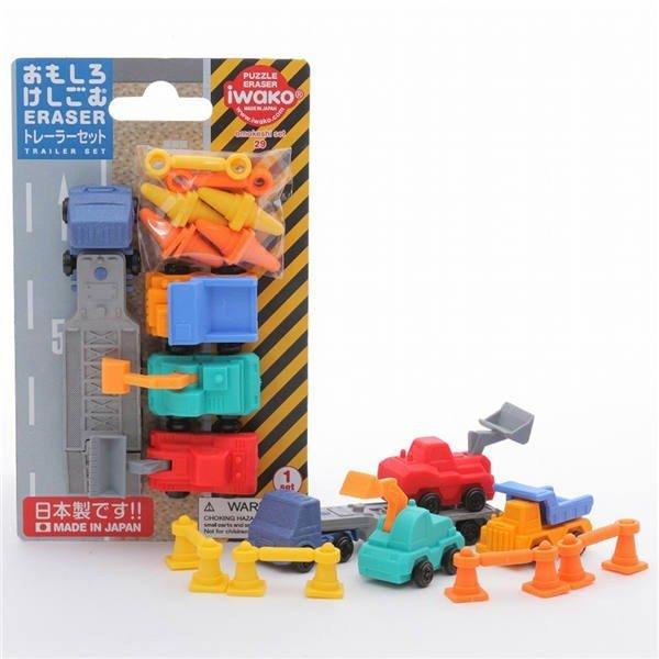 IWAKO ER-BRI032 Fun Eraser Road Construction Group Modeling Eraser Non-toxic Eraser Environmental Eraser Trailer Truck - CHL-STORE 