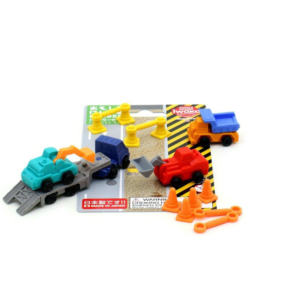 IWAKO ER-BRI032 Fun Eraser Road Construction Group Modeling Eraser Non-toxic Eraser Environmental Eraser Trailer Truck - CHL-STORE 