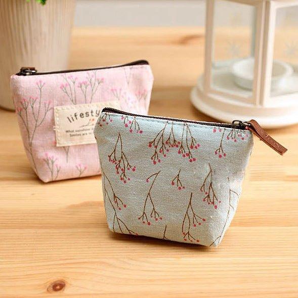 Japanese small fresh pastoral floral coin purse romantic pastoral style storage bag key bag - CHL-STORE 