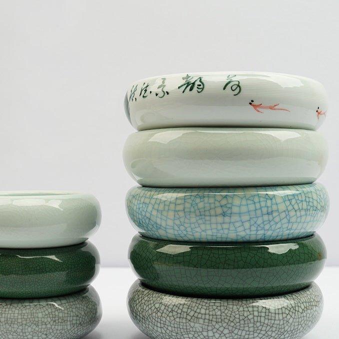 Jingdezhen open-chip ice-cracked ceramic pen washer Four treasures of the study pen wash tank lotus pattern large NP-090031 - CHL-STORE 