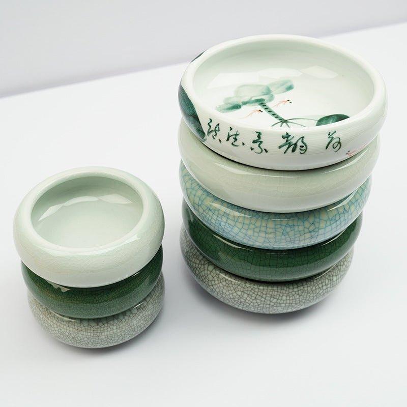 Jingdezhen open-chip ice-cracked ceramic pen washer Four treasures of the study pen wash tank lotus pattern large NP-090031 - CHL-STORE 