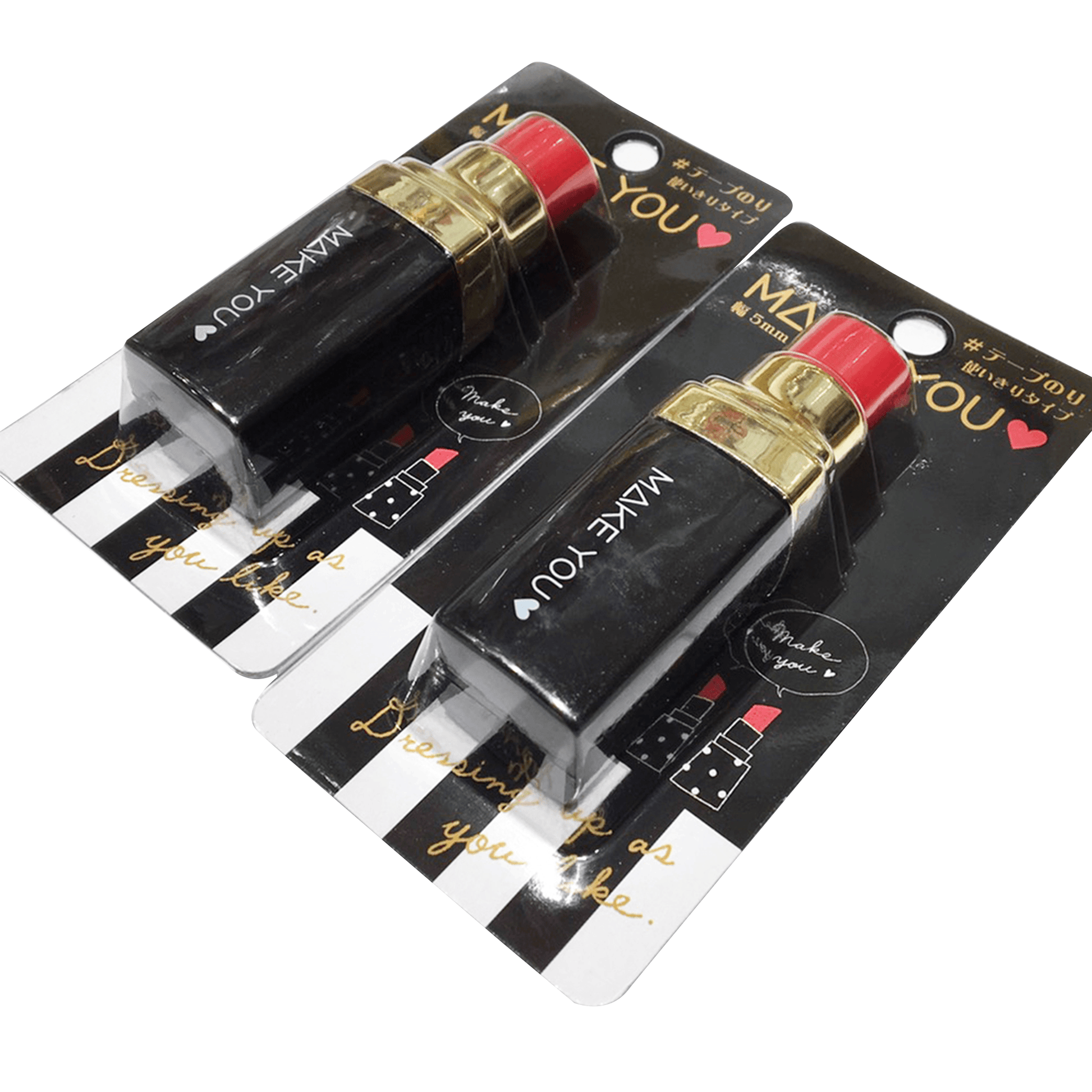 KAMIO 76161 lipstick shape tear-free double-sided adhesive red lipstick creative stationery creative double-sided adhesive - CHL-STORE 