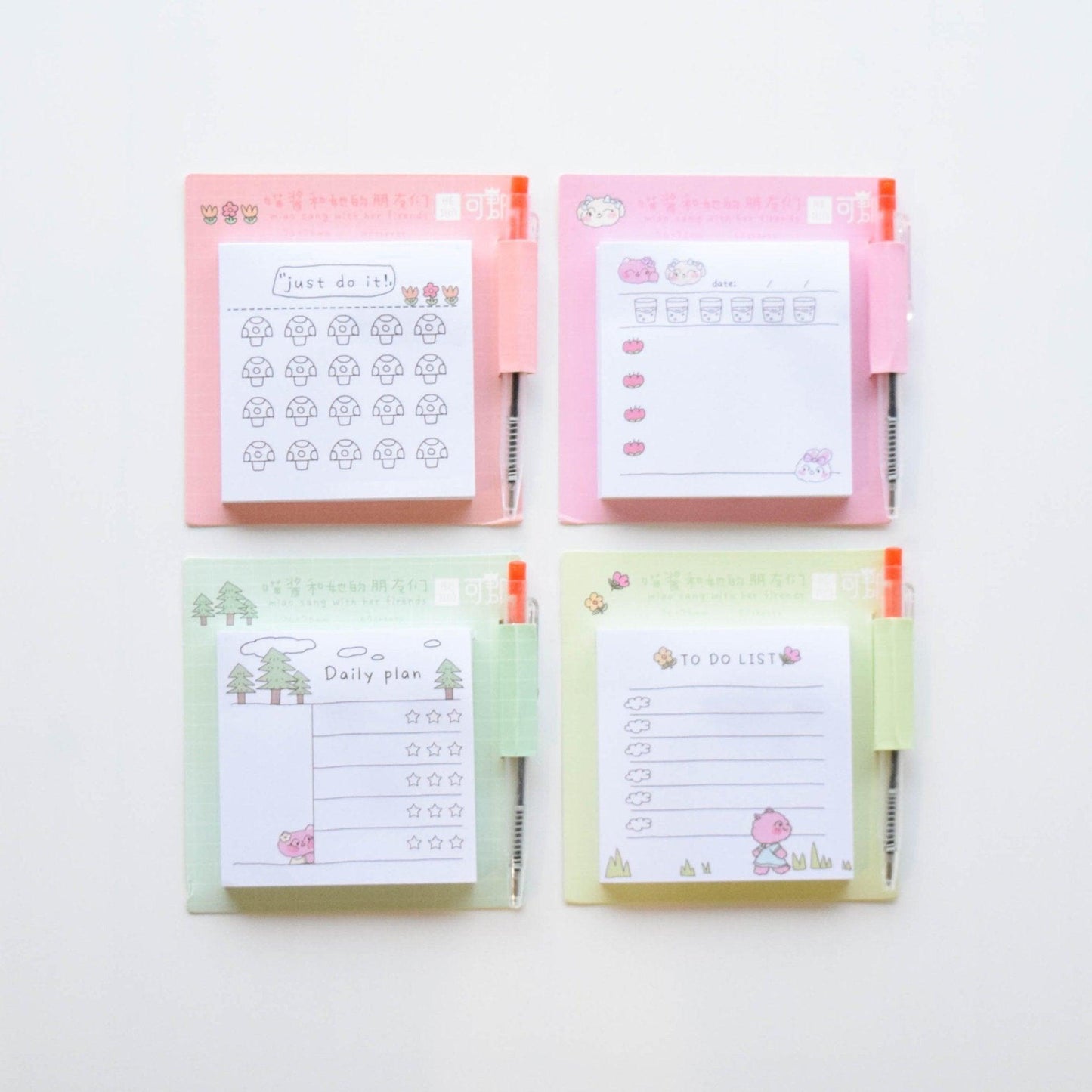 Kejun three kittens cute sticky notes + ballpoint pen set random shipping NP-000108 - CHL-STORE 