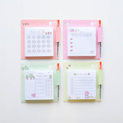 Kejun three kittens cute sticky notes + ballpoint pen set random shipping NP-000108 - CHL-STORE 