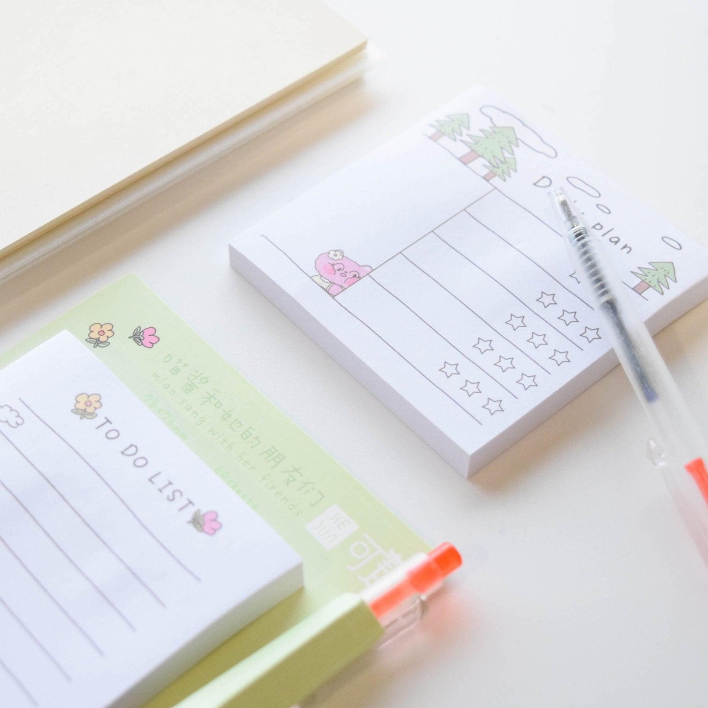 Kejun three kittens cute sticky notes + ballpoint pen set random shipping NP-000108 - CHL-STORE 