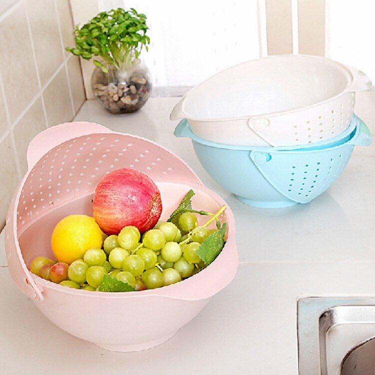 Kitchen artifact for washing vegetables and rice, flip-top rotating draining basket LI-000001 - CHL-STORE 