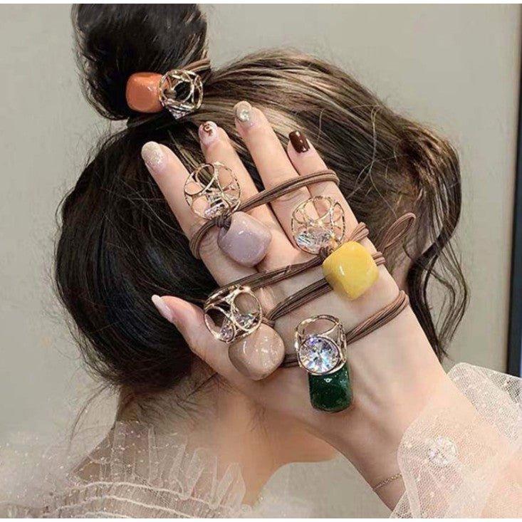 Korea Dongdaemun Simple Hollow Rhinestone Ponytail Hair Ring AC-000009 - CHL-STORE 