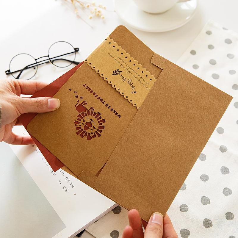 Korea Vintage Cutout Paper Carving Kraft Paper Greeting Cards NP-050013 - CHL-STORE 