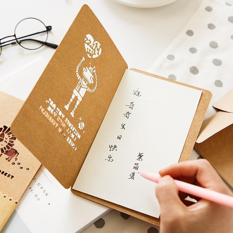 Korea Vintage Cutout Paper Carving Kraft Paper Greeting Cards NP-050013 - CHL-STORE 