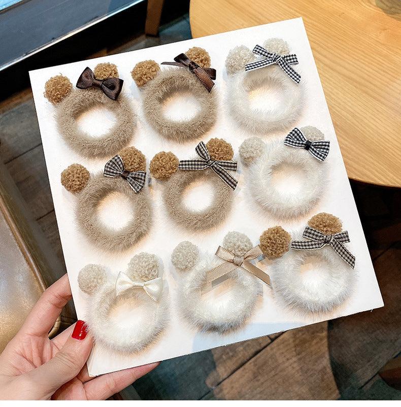 KOREAN CUTE TEDDY BEAR EAR STYLE BOWKNOT PLUSH HAIR RING AC-000020 - CHL-STORE 