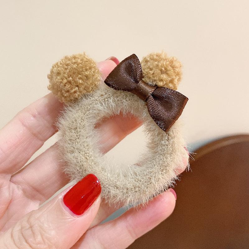 KOREAN CUTE TEDDY BEAR EAR STYLE BOWKNOT PLUSH HAIR RING AC-000020 - CHL-STORE 