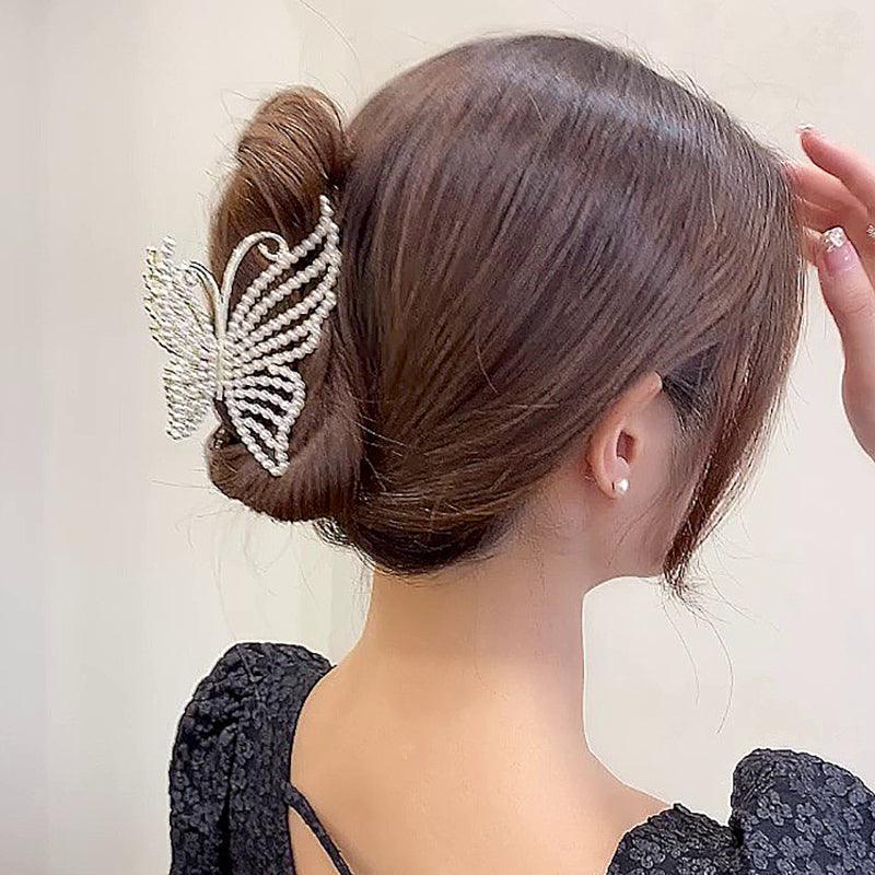 Korean Fairy French minimalist retro Metal Tassel Pearl Large Shark Clip Beauty Salon Exquisite Hair Clip Net Beauty Blonde Fashion Accessories - CHL-STORE 
