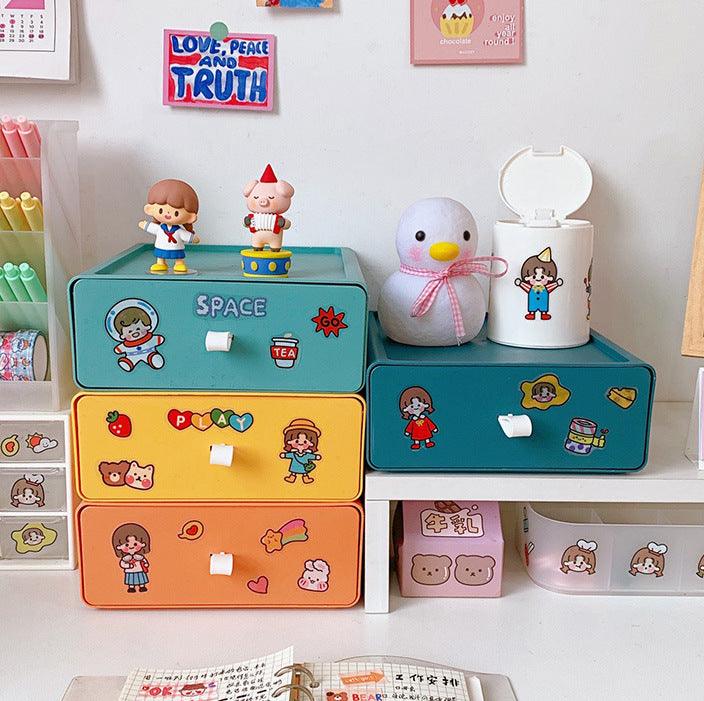 Korean version Morandi color desktop multi-layer storage box large-capacity storage NP-020015 - CHL-STORE 