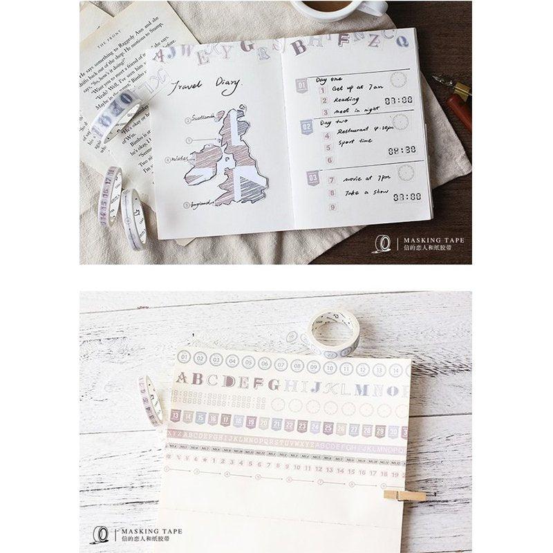 Letters Lovers Diary Series Numbers Alphabets Calendar Morandi Colors Decoration Washi Tape Paper Tape NP-H7TGI-032 - CHL-STORE 