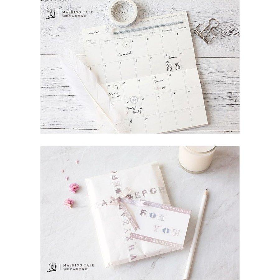 Letters Lovers Diary Series Numbers Alphabets Calendar Morandi Colors Decoration Washi Tape Paper Tape NP-H7TGI-032 - CHL-STORE 