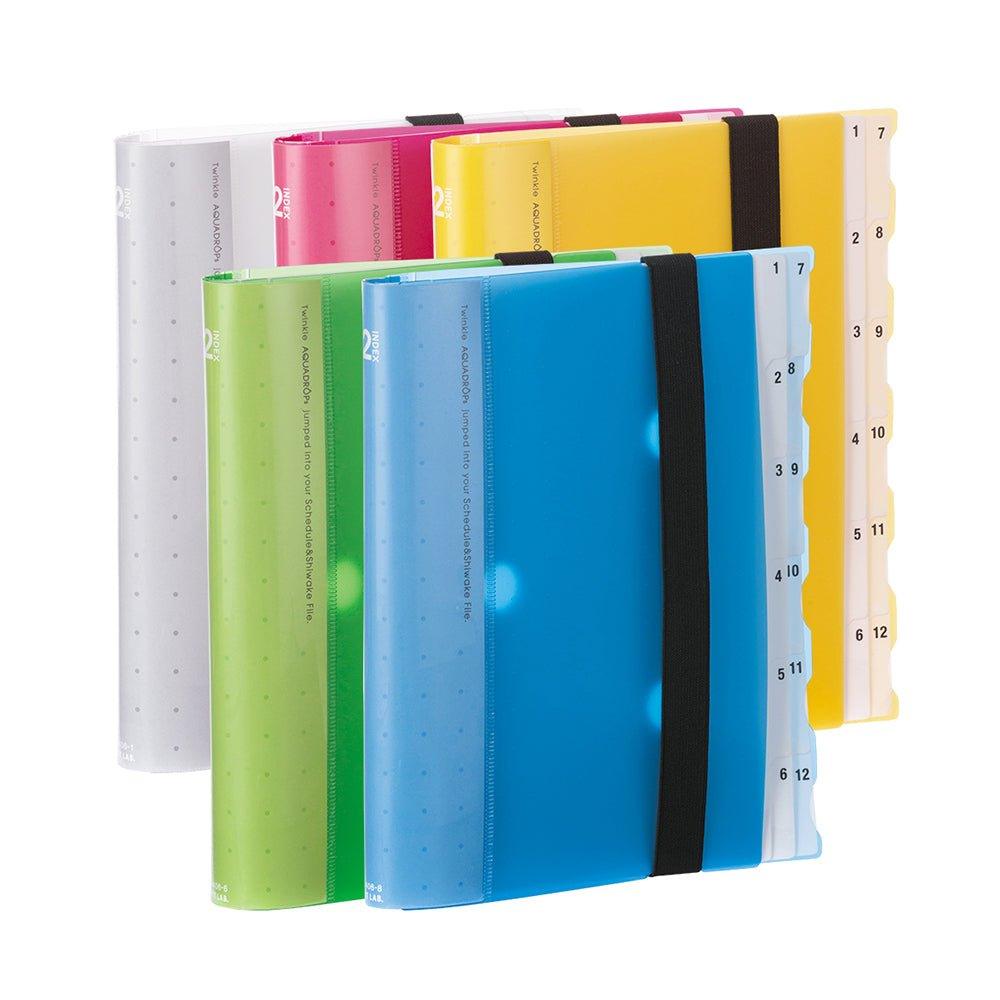 LIHIT LAB A-4406 AQUA DROPs A5 Folder Binder Schedule Sort Separator Yellow Green - CHL-STORE 