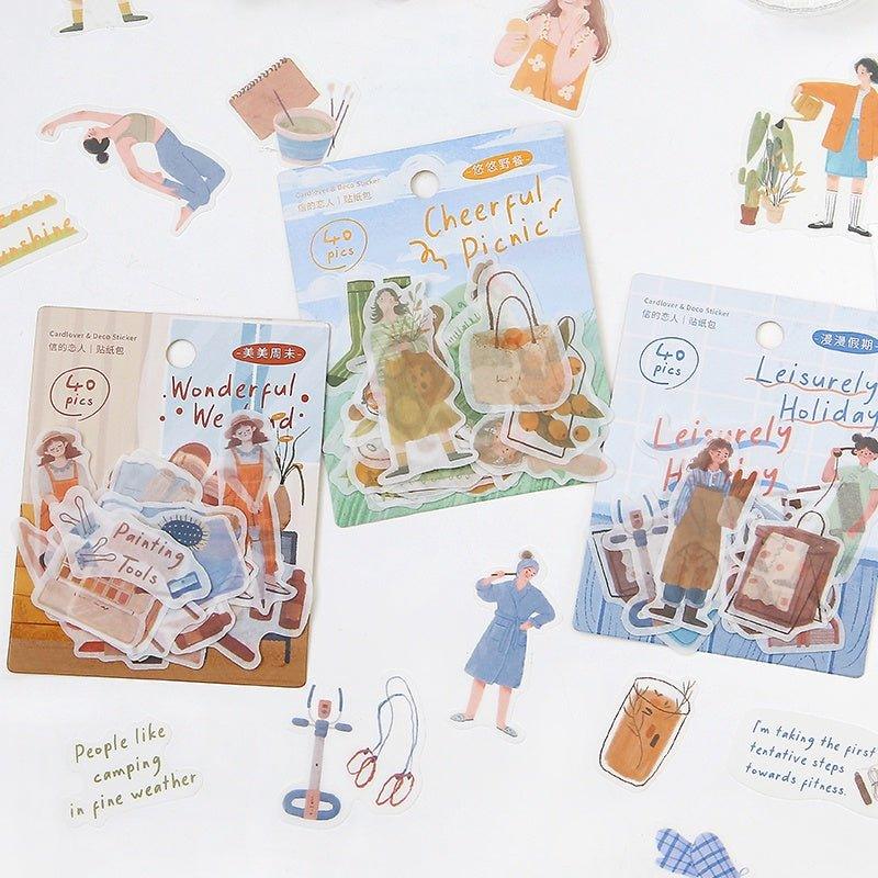 Lovers of Letters Daily Sticker Pack Character Sticker Pack Decorative Sticker Pack Quietly Walk Through the Seasons Series - CHL-STORE 