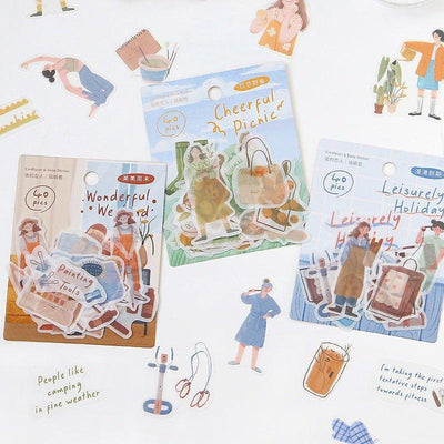 Lovers of Letters Daily Sticker Pack Character Sticker Pack Decorative Sticker Pack Quietly Walk Through the Seasons Series - CHL-STORE 