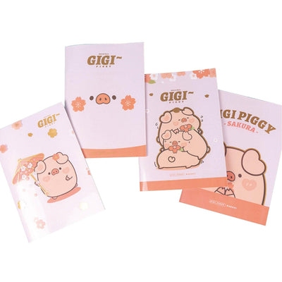 Maihe 16K saddle stitch book pink color Jiji pig cherry blossom series notebook notepad four random shipments NP-030066 - CHL-STORE 