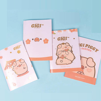 Maihe 16K saddle stitch book pink color Jiji pig cherry blossom series notebook notepad four random shipments NP-030066 - CHL-STORE 