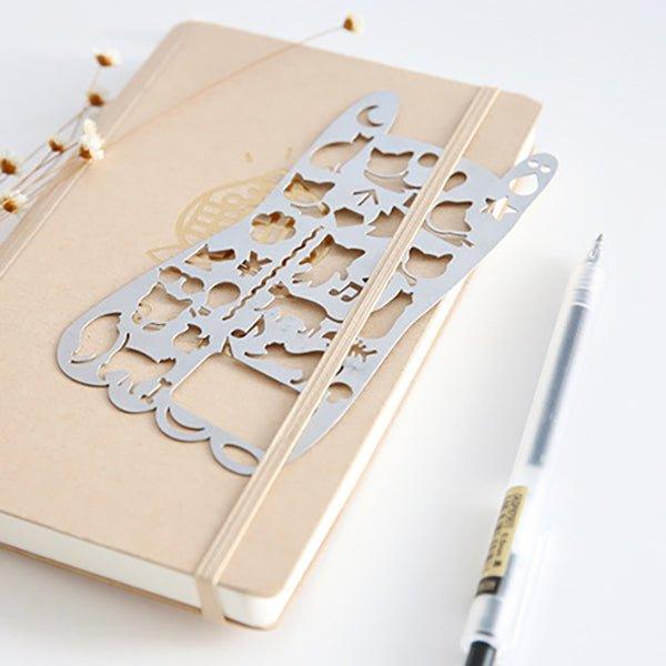 Metal Silver Multifunctional Drawing Template Ruler NP-090038 - CHL-STORE 