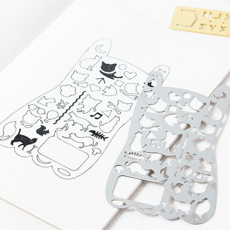 Metal Silver Multifunctional Drawing Template Ruler NP-090038 - CHL-STORE 