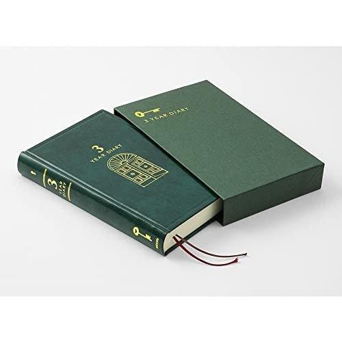 MIDORI 12896006 3 years continuous use 5 years continuous use Door series Recycled leather diary notebook notepad life record green - CHL-STORE 