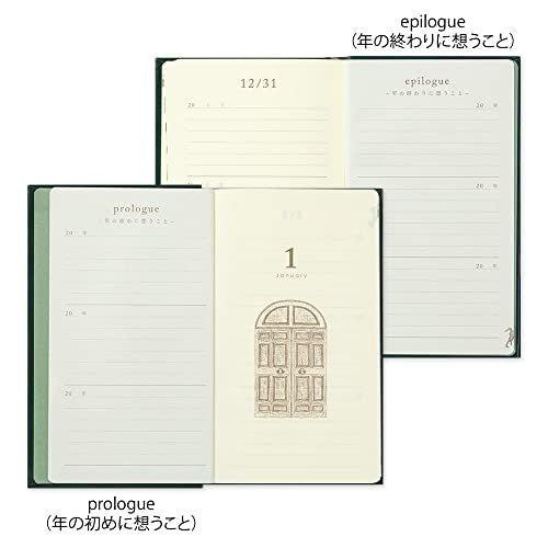 MIDORI 12896006 3 years continuous use 5 years continuous use Door series Recycled leather diary notebook notepad life record green - CHL-STORE 