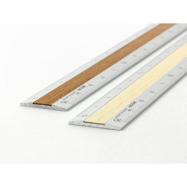 MIDORI Office Stationery Dual Material Aluminum Wood Ruler Metal Ruler 15cm - CHL-STORE 