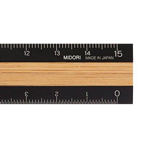 MIDORI Office Stationery Dual Material Aluminum Wood Ruler Metal Ruler 15cm - CHL-STORE 