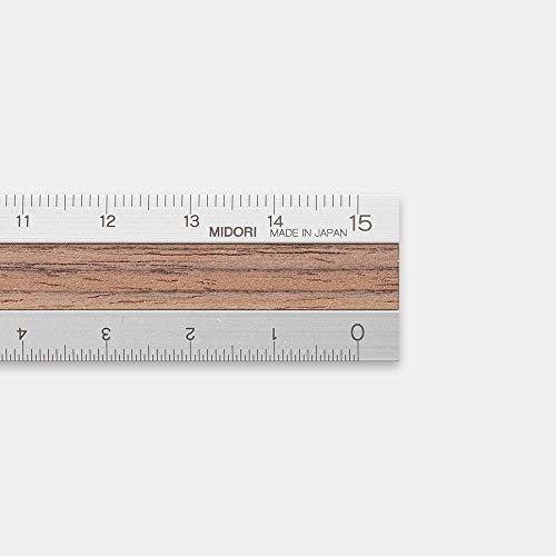MIDORI Office Stationery Dual Material Aluminum Wood Ruler Metal Ruler 15cm - CHL-STORE 
