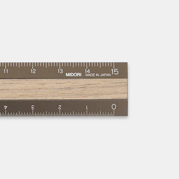 MIDORI Office Stationery Dual Material Aluminum Wood Ruler Metal Ruler 15cm - CHL-STORE 