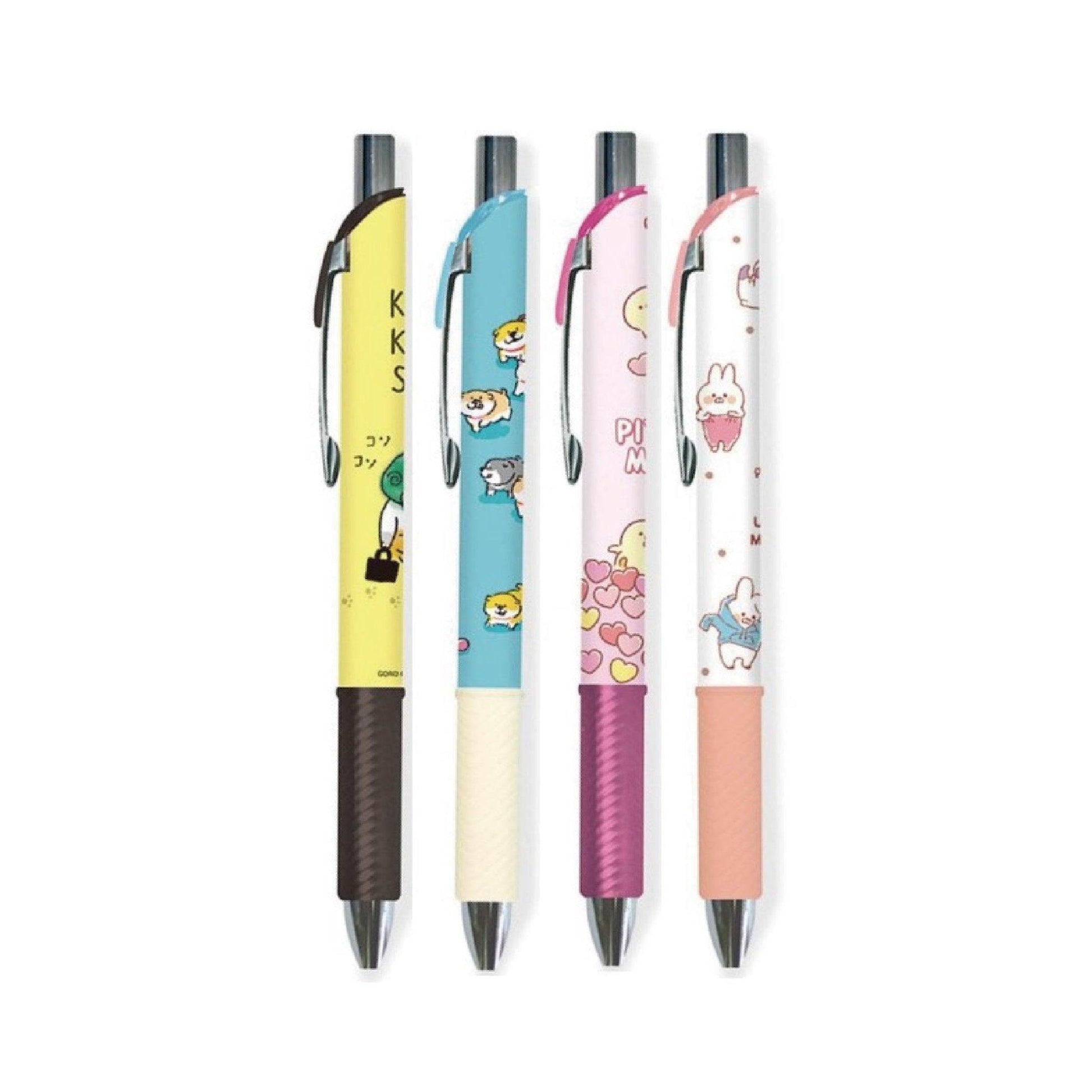 MIND WAVE x PENTEL ENERGEL 0.5mm Gel Pen Ball Pen Cat Yellow Shaft Black Ink - CHL-STORE 