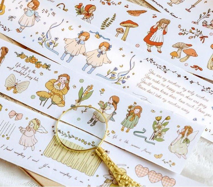 Momo and paper tape Ode to joy Annie's little angel series Hand-painted paper tape Illustration paper tape Hand account decoration Illustration flower fairy Angel Choir Bear girl - CHL-STORE 