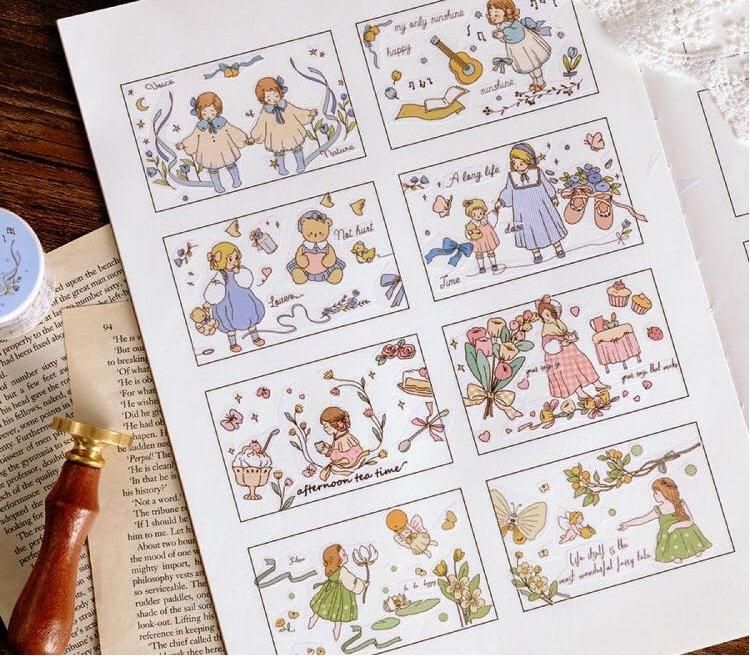 Momo and paper tape Ode to joy Annie's little angel series Hand-painted paper tape Illustration paper tape Hand account decoration Illustration flower fairy Angel Choir Bear girl - CHL-STORE 