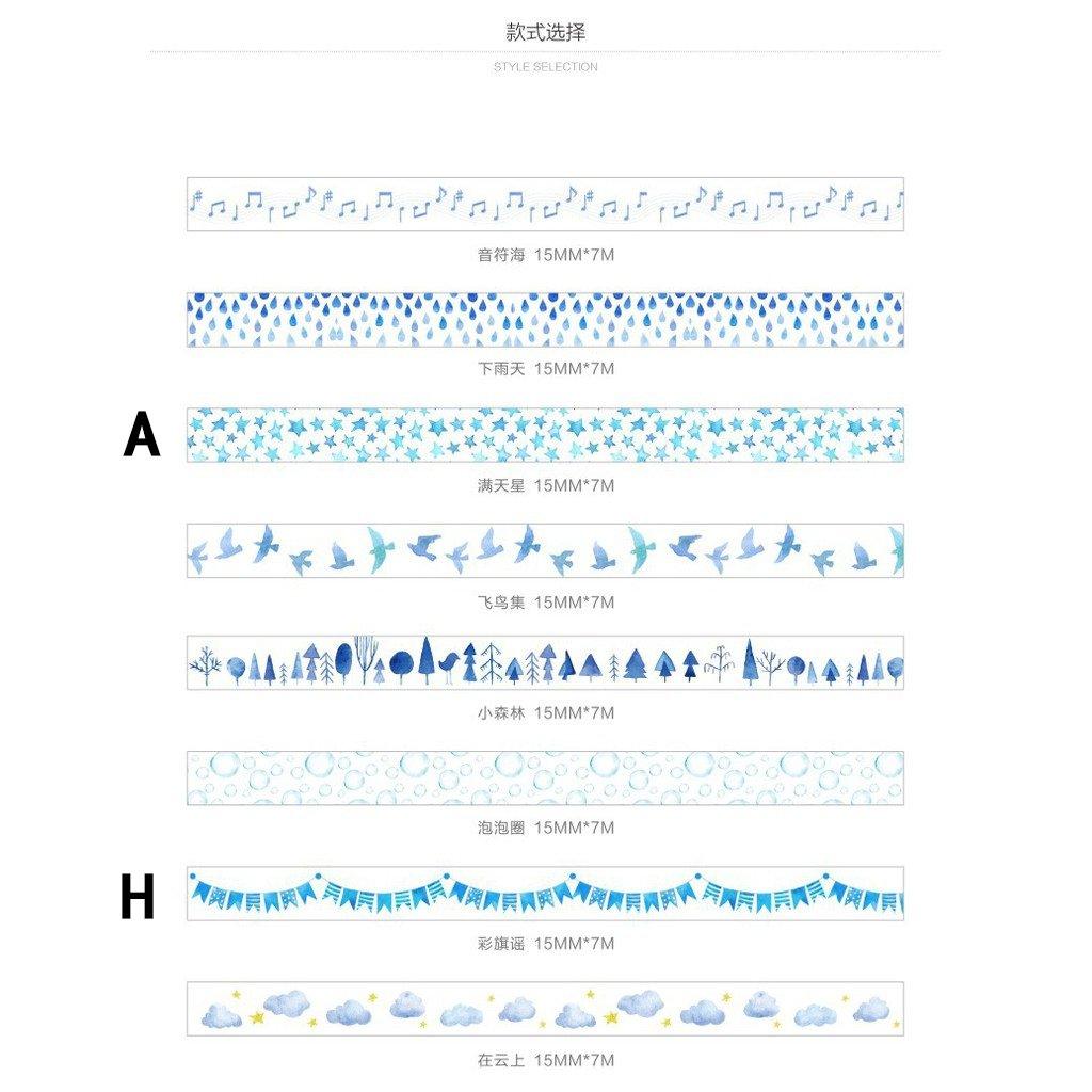 Momo Blue in the World Simple Graphic Gradient Nature Bird Notes Washi Tape Paper Tape NP-H7TAY-0325 - CHL-STORE 