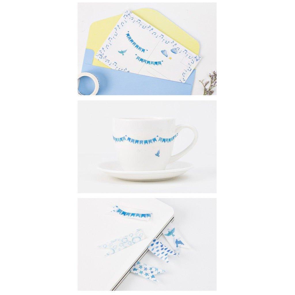 Momo Blue in the World Simple Graphic Gradient Nature Bird Notes Washi Tape Paper Tape NP-H7TAY-0325 - CHL-STORE 