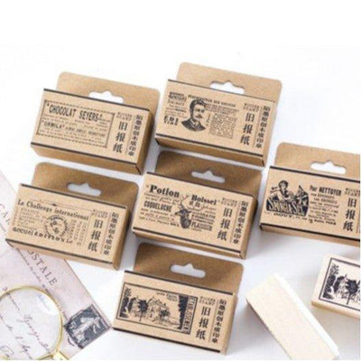 Momo Old Newspaper Series Retro American Style English Wooden Decorative Seals Wooden Seals Seals Handbook Necessary NP-H7TAY-601 - CHL-STORE 