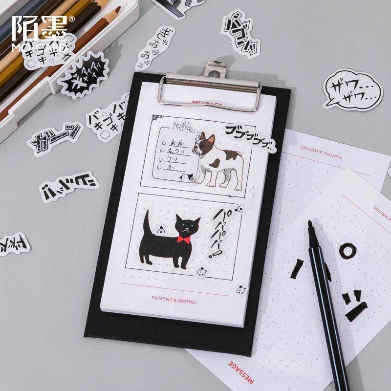 Momo Sticker DIY Boxed Stickers 45pcs Black and White Comics NP-000167 - CHL-STORE 
