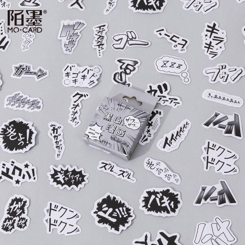 Momo Sticker DIY Boxed Stickers 45pcs Black and White Comics NP-000167 - CHL-STORE 