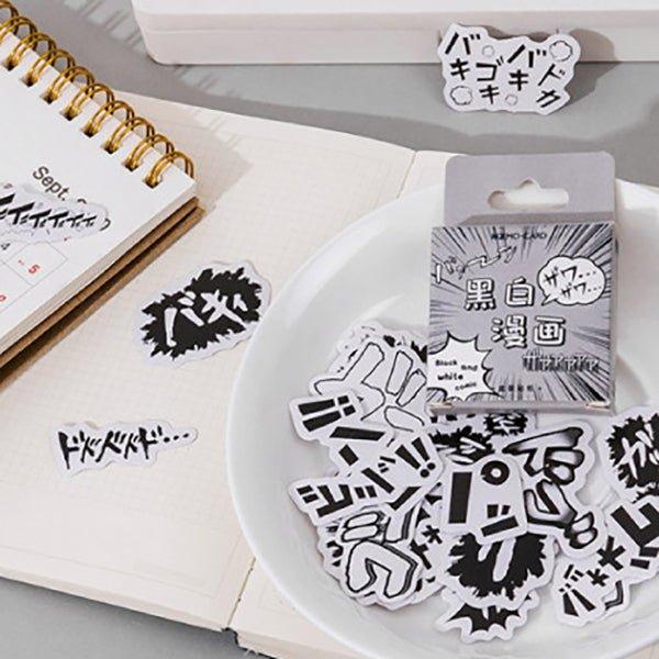 Momo Sticker DIY Boxed Stickers 45pcs Black and White Comics NP-000167 - CHL-STORE 