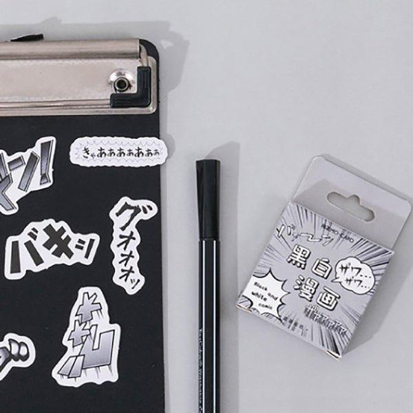 Momo Sticker DIY Boxed Stickers 45pcs Black and White Comics NP-000167 - CHL-STORE 