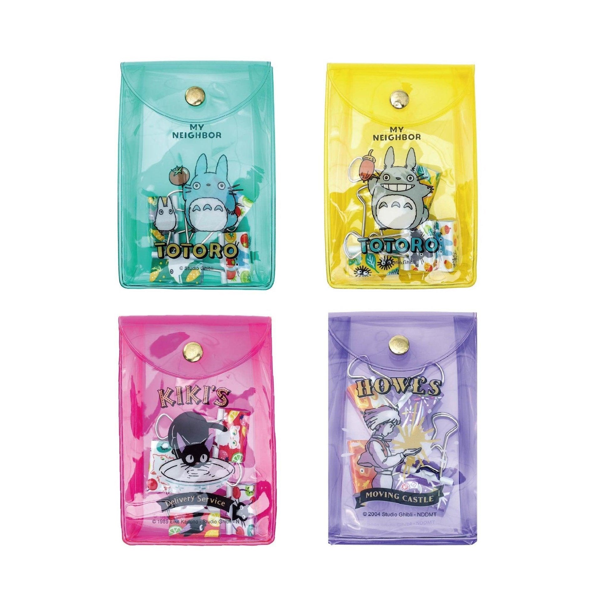 MOVIC HOWE KIK TOTORO Howl Kiki My Neighbor Totoro Shape Long Tail Clip Long Tail Clip 4 Sets Set with Transparent Storage Bag - CHL-STORE 