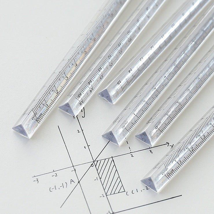 Muji Style transparent multi-function triangle ruler three-edged cube ruler transparent cube ruler 15cm NP-070030 - CHL-STORE 