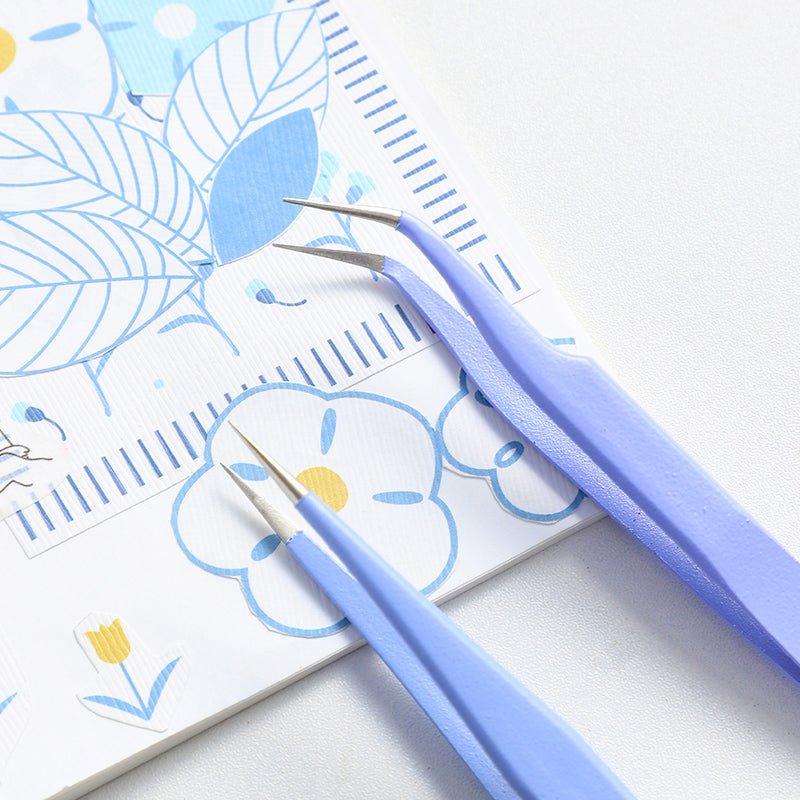 Multifunctional Stainless Steel Hand Tweezers Macaron Color Sticker Helper Model Sticker Clip Elbow Tip NP-090025 - CHL-STORE 